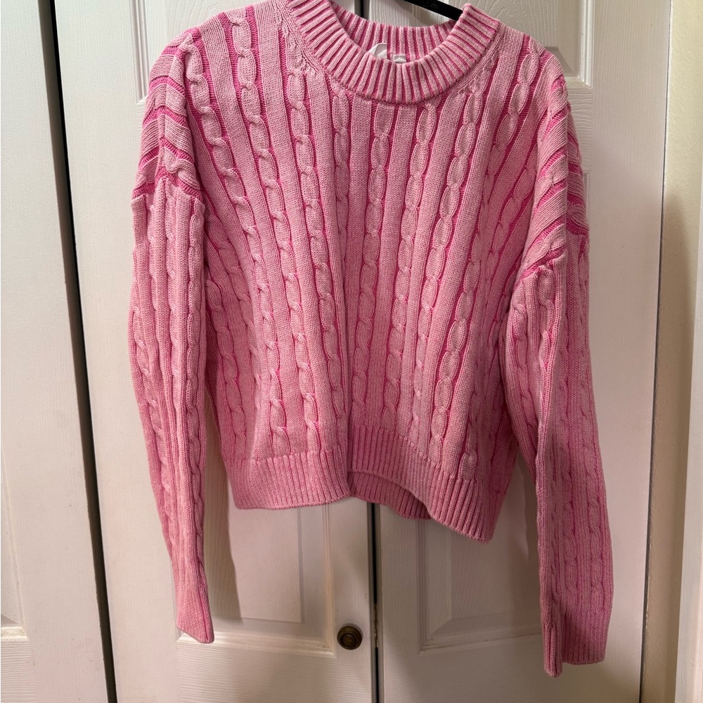 GAP Pink Cable Knit Crew Neck Sweater